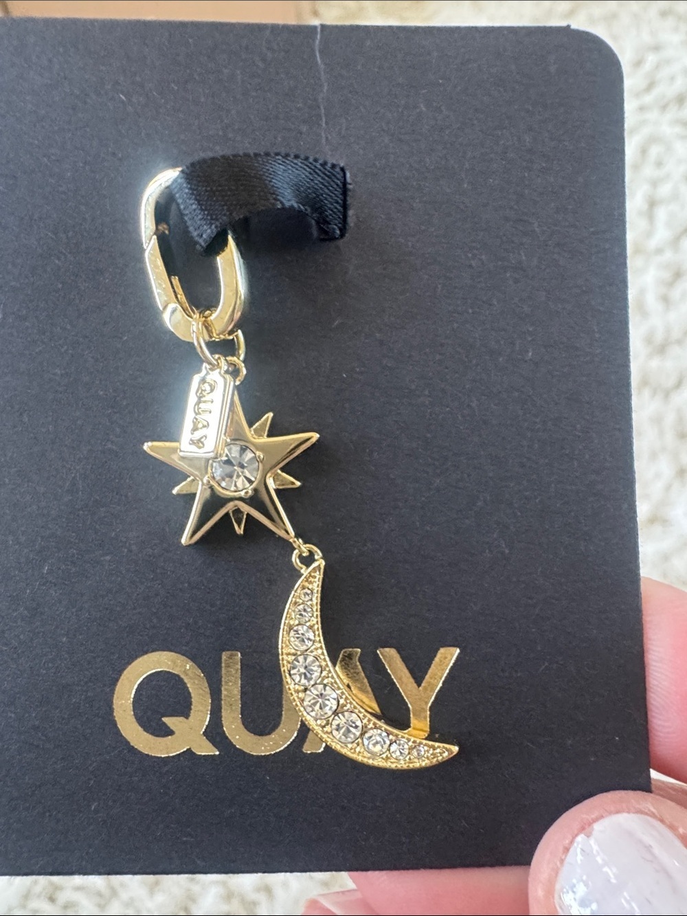 Quay Australia Gold Star and Crystal Crescent Charm - Picture 2 of 2